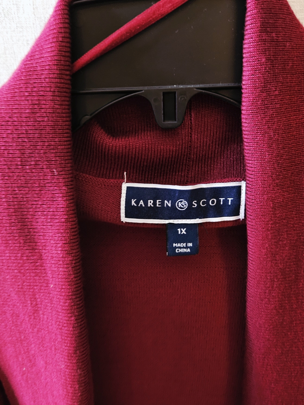 Karen Scott Cranberry Open-Front Cardigan Sweater